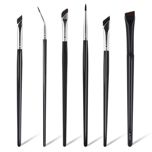 Professional Angled Eyeliner Brush Set, 6 Pcs Eye Makeup Brush Eyebrow Brush Tools Precision Eye Liner Brush Ultra Thin Eye Liner Slanted Flat Angle Eyeliner Brushes Synthetic Bristles