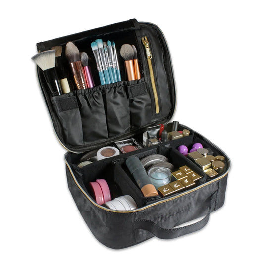 Travel Makeup Case, Adjustable Divider Makeup Bag, Black