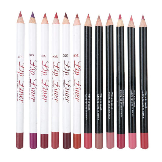 Lip Liners Set, Matte Lipstick Set 12 Color Lipstick Long-Lasting Matte Lip Makeup Soft Pencils Lipstick Beauty Easy to Color Lips Liner Kit for Women