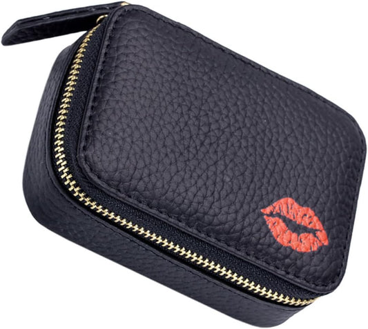 Cosmetic Bag Toiletry Lipstick Holder Bag Faux Leather Makeup Bag Lips Lipstick Holder Portable Makeup Bag Convenient Storage Pouch Travel Small Zipper Pu Make Up